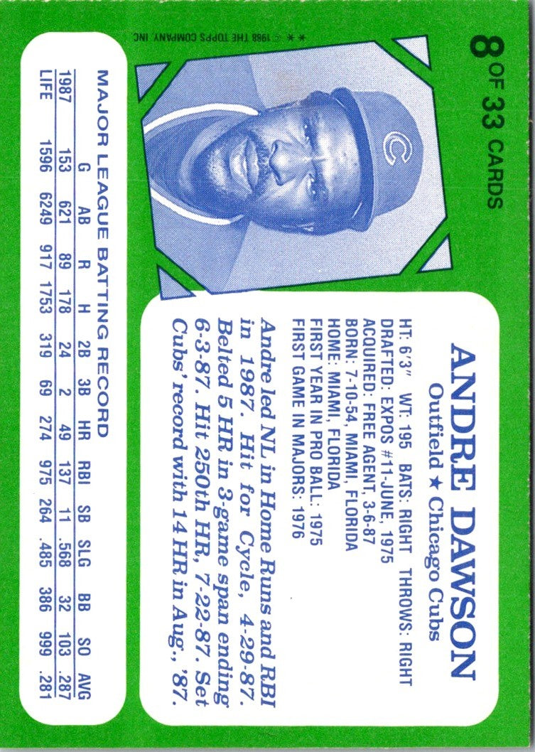 1988 Topps Kay-Bee Superstars of Baseball Andre Dawson