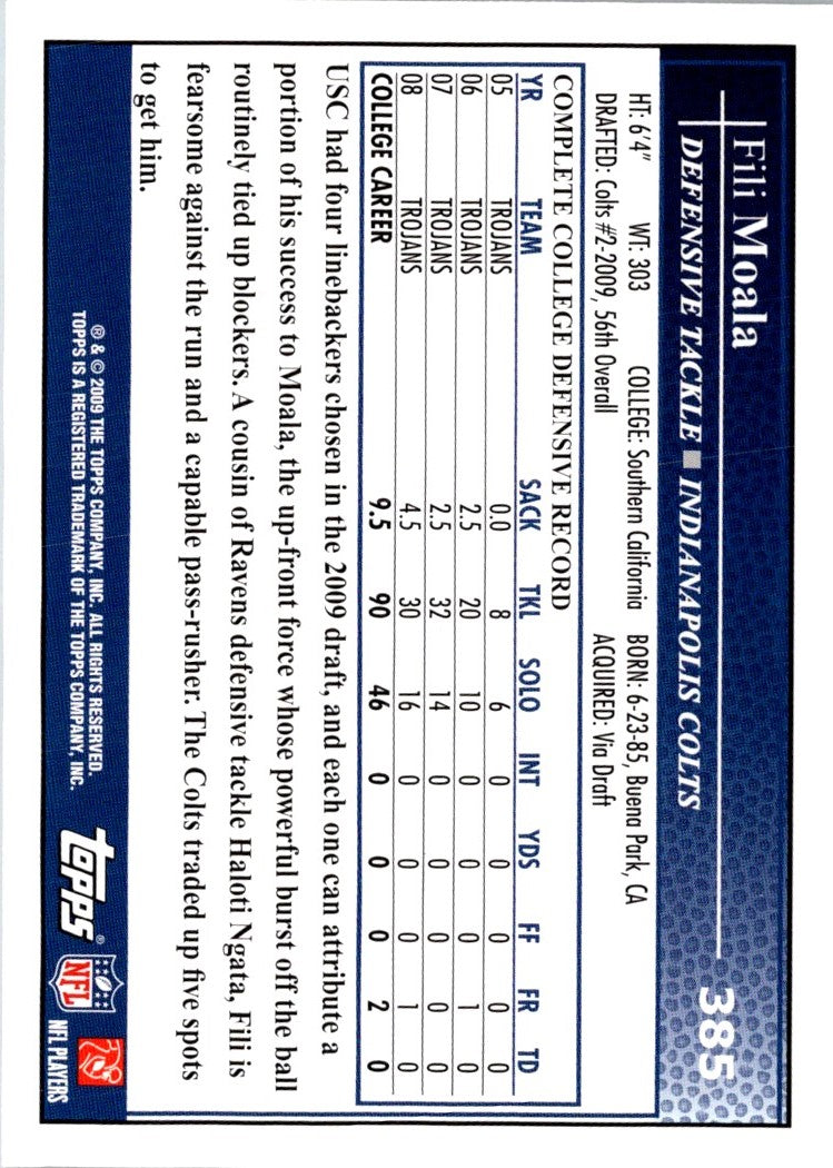 2009 Topps Fili Moala