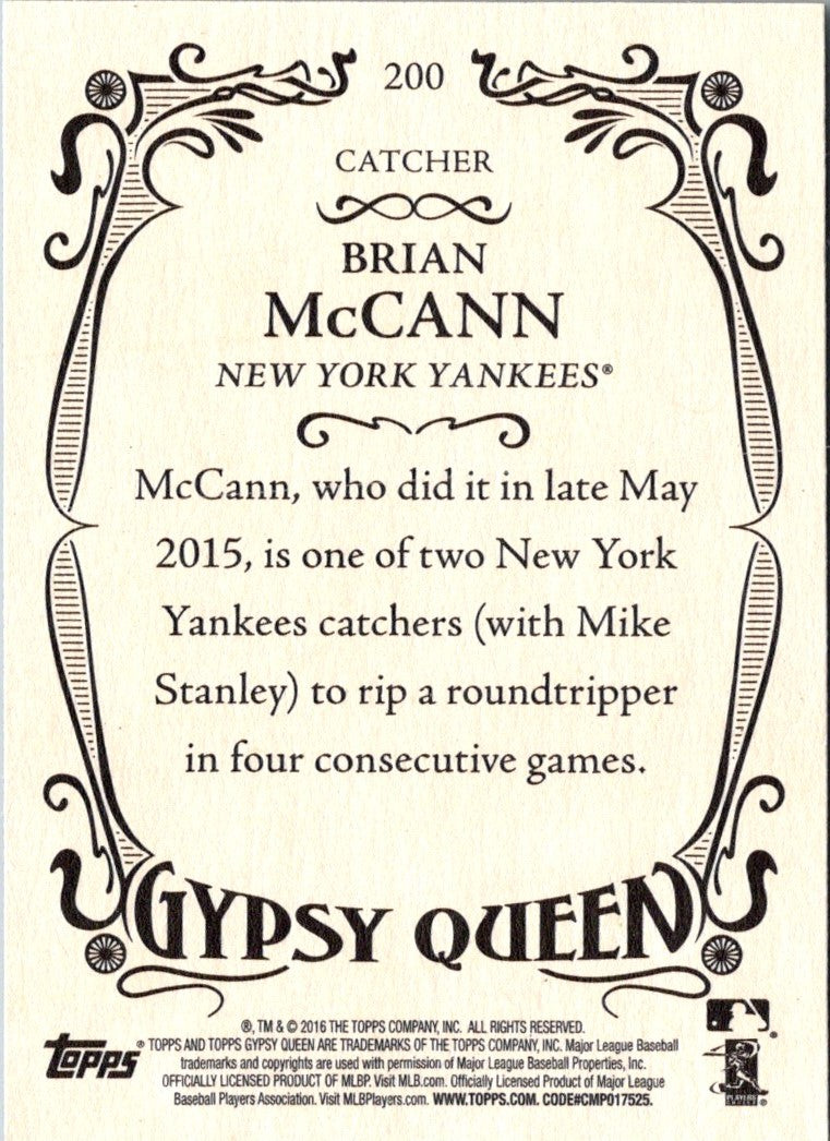 2016 Topps Gypsy Queen Brian McCann