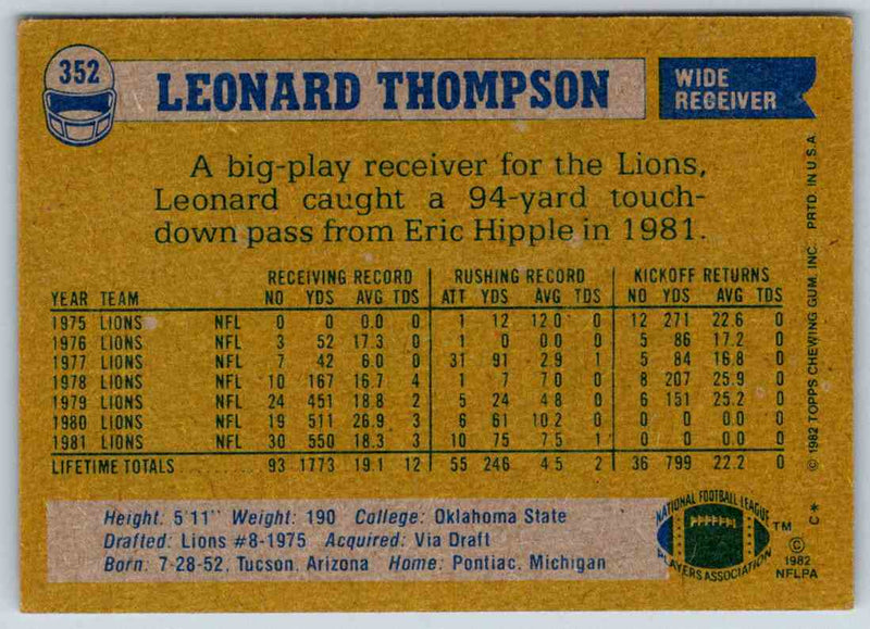 1982 Topps Leonard Thompson