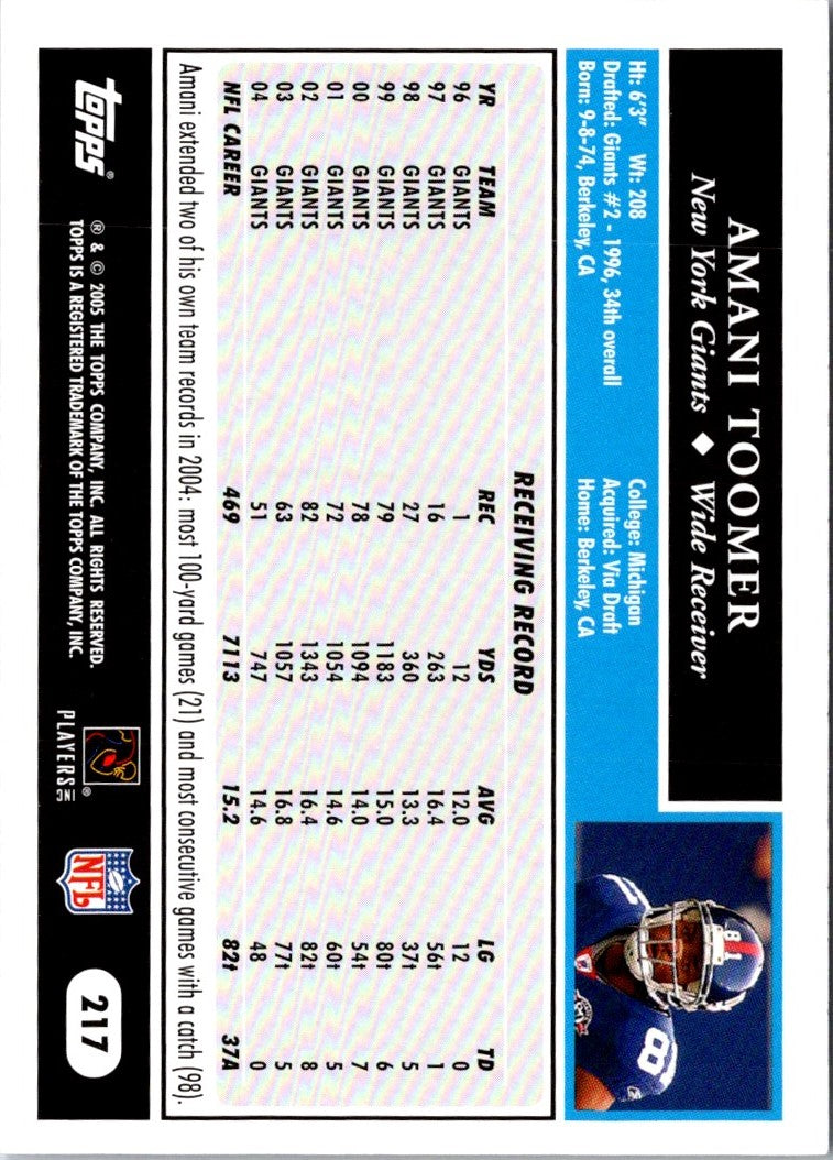2005 Topps Amani Toomer