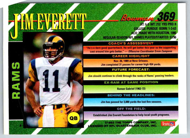 1993 Bowman Football Jim Everett