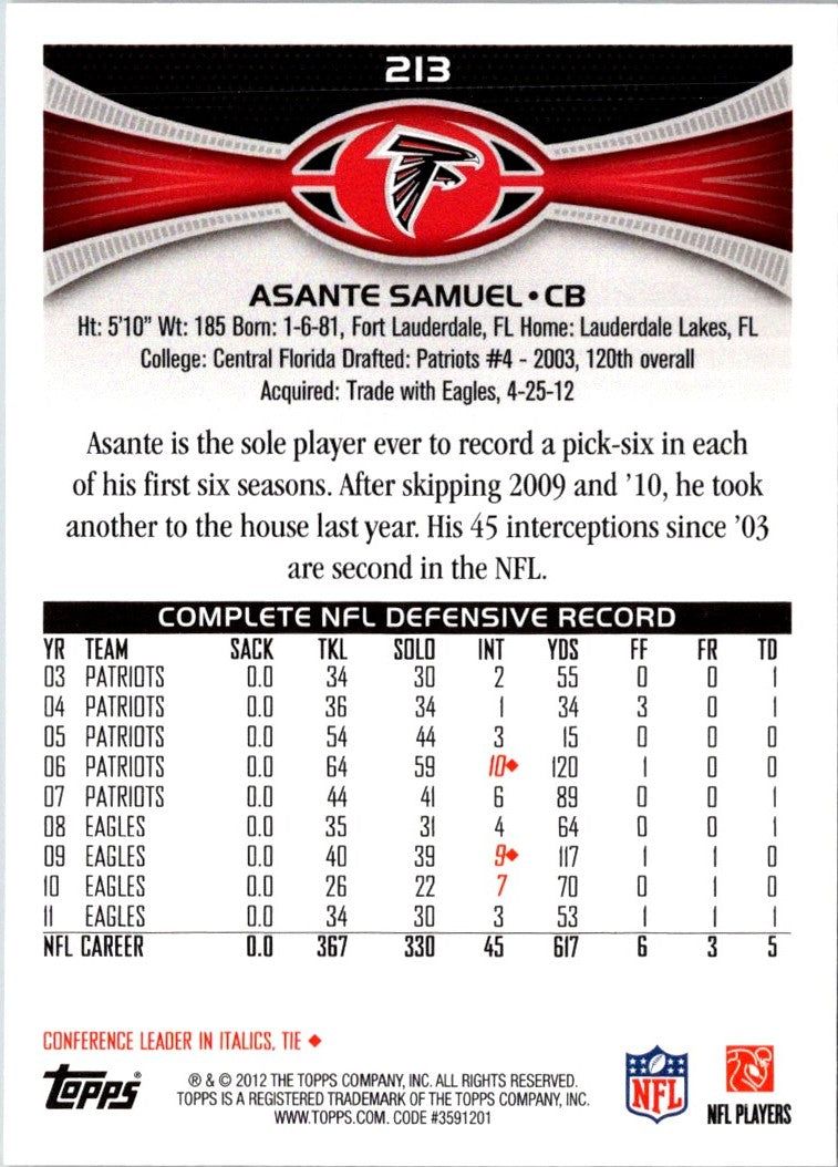 2012 Topps Asante Samuel