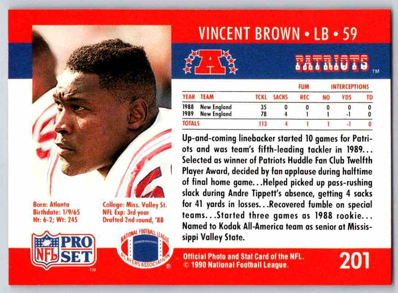 1990 Pro Set Vincent Brown