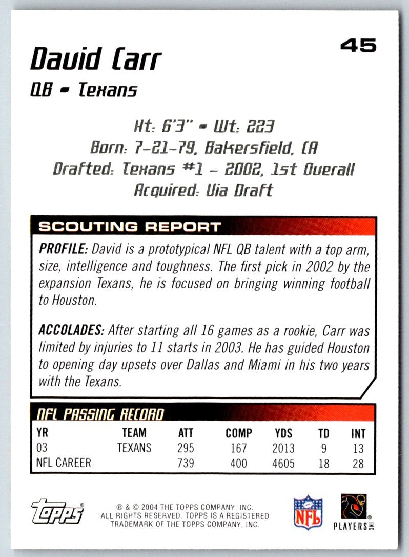 2004 Topps Draft Picks & Prospects David Carr