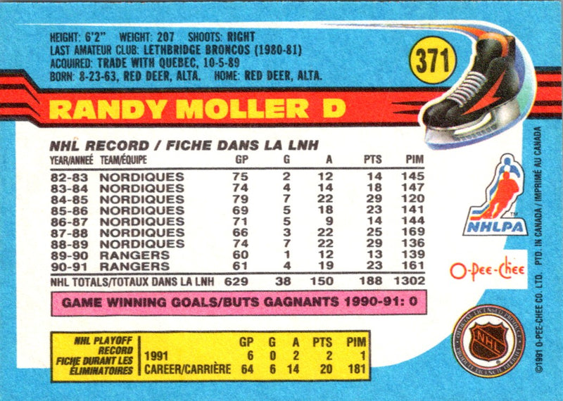 1991 O-Pee-Chee Randy Moller