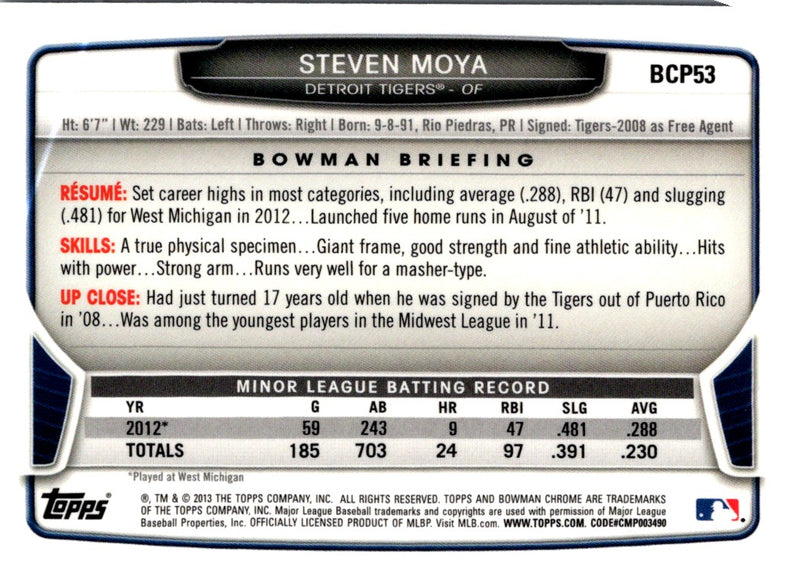 2013 Bowman Chrome Prospects Steven Moya