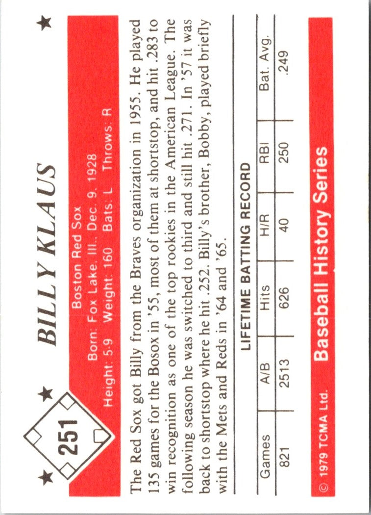 1979 TCMA 50's Billy Klaus