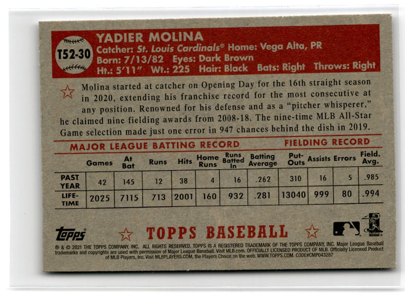 2021 Topps 1952 Redux Yadier Molina