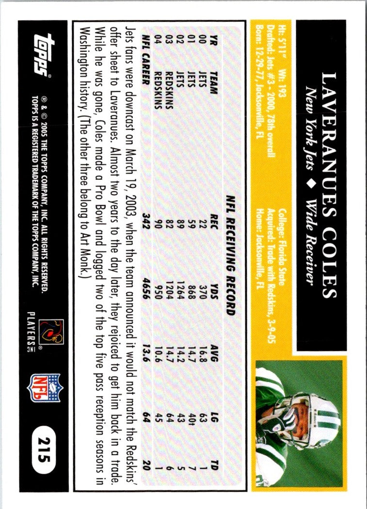 2005 Topps Laveranues Coles