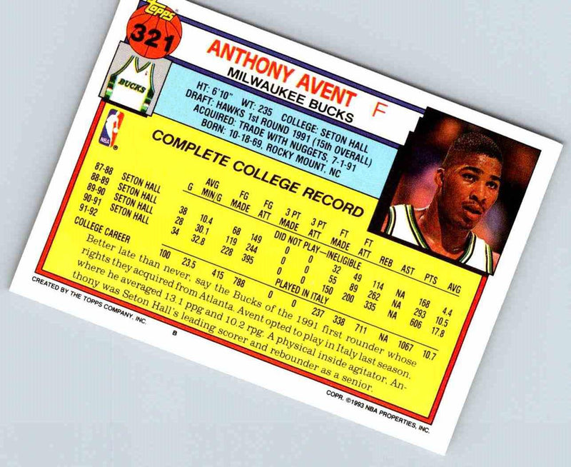 1991 Topps Anthony Avent