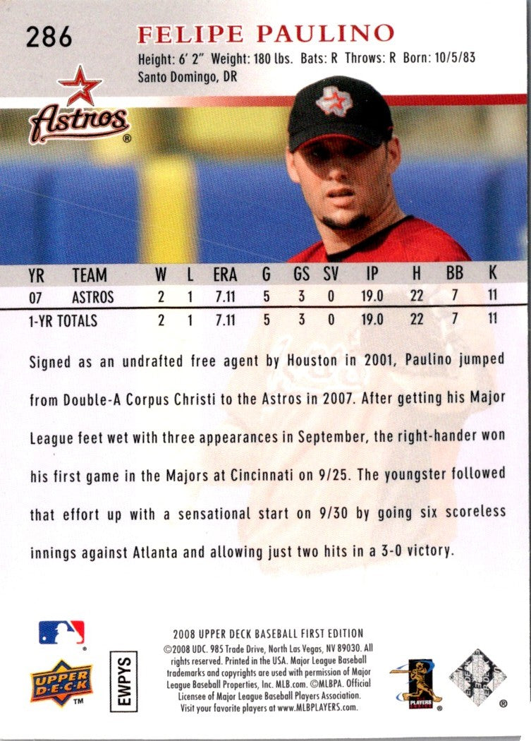 2008 Upper Deck Felipe Paulino