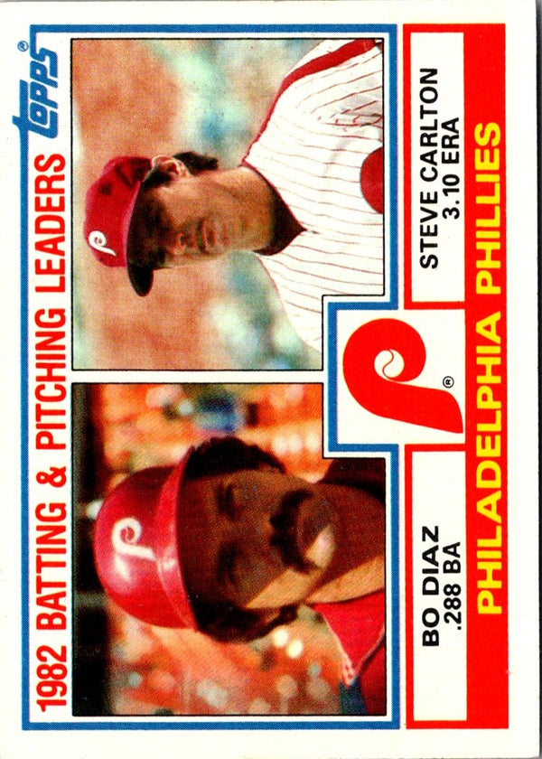 1983 Topps Phillies Team Leaders - Bo Diaz/Steve Carlton #229