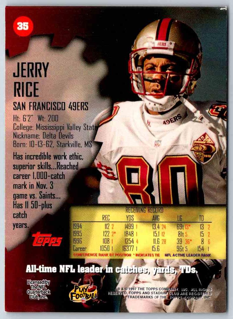 1997 Topps Stadium Club Football Jerry Rice