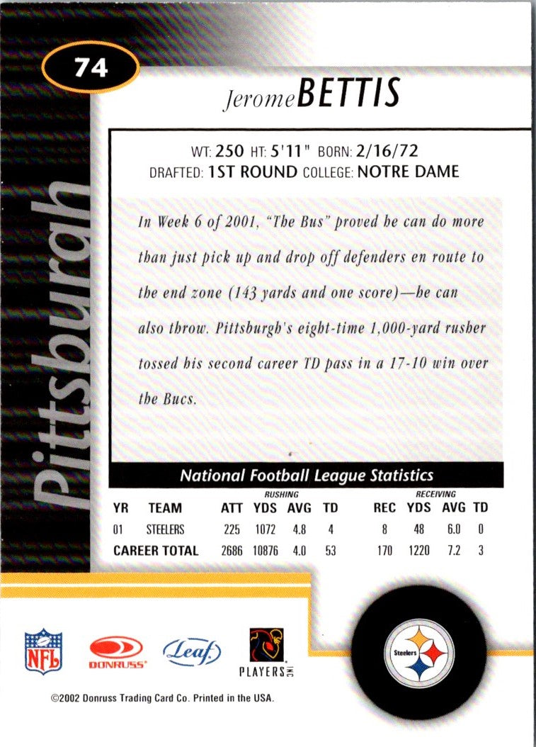 2000 Leaf Certified Jerome Bettis