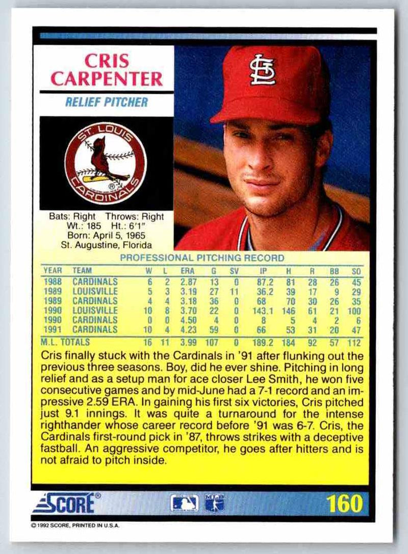 1991 Score Cris Carpenter