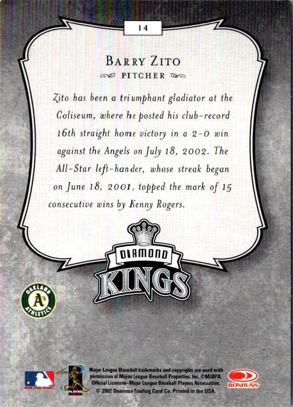 2003 Donruss Diamond Kings Barry Zito #14