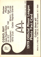 1979 TCMA Cedar Rapids Giants Ray Cosio #27