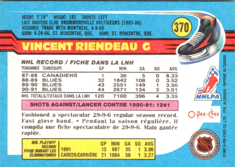 1991 O-Pee-Chee Vincent Riendeau