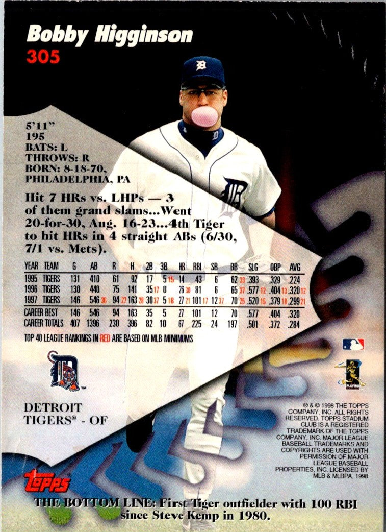 1998 Stadium Club Bobby Higginson