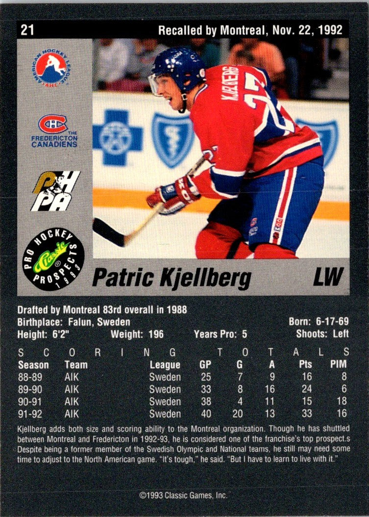 1993 Classic Pro Prospects Patric Kjellberg