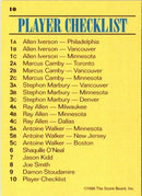 1996 Score Board Draft Day Player Checklist