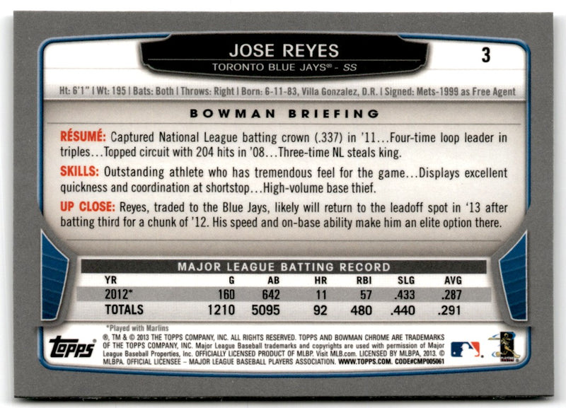 2013 Bowman Chrome Jose Reyes