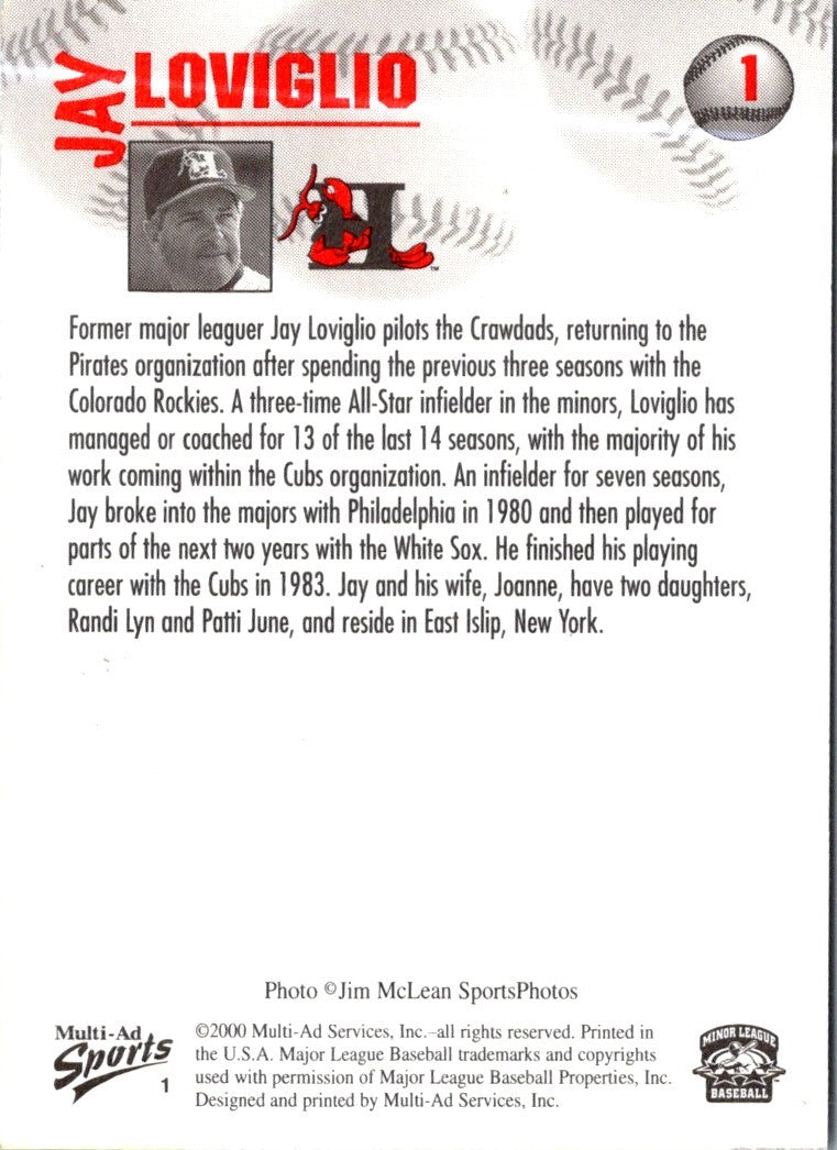2000 Multi-Ad Hickory Crawdads Jay Loviglio