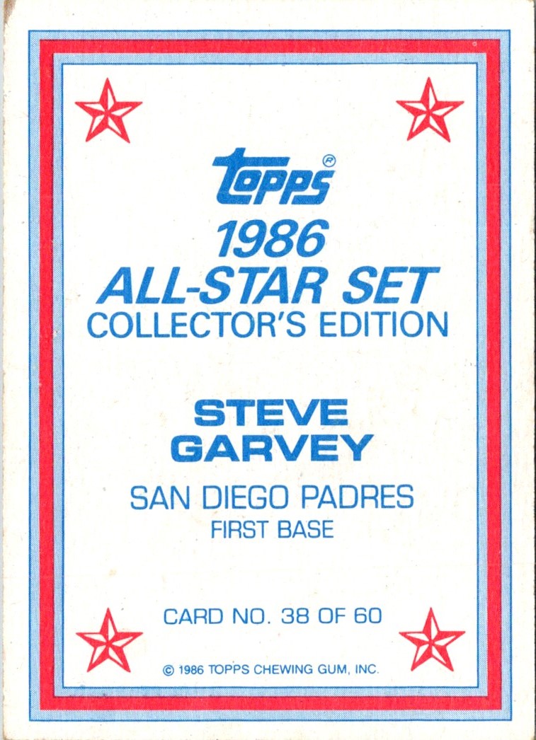 1986 Topps Glossy Send-Ins Steve Garvey