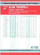 1988 Fleer Record Setters Alan Trammell