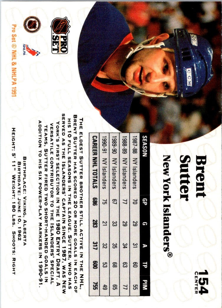 1991 Pro Set Brent Sutter