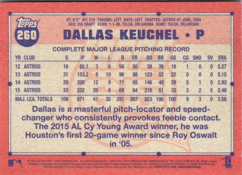 2016 Topps Archives Dallas Keuchel