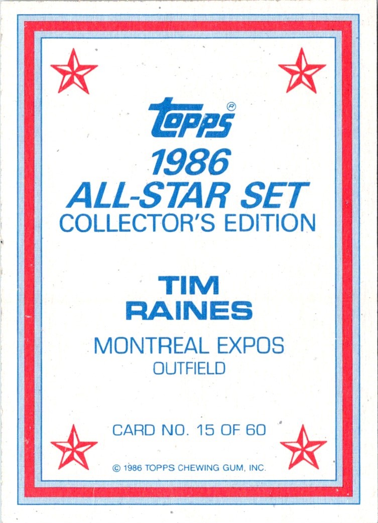 1986 Topps Glossy Tim Raines