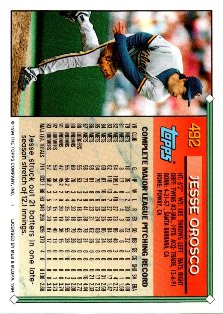 1994 Topps Jesse Orosco