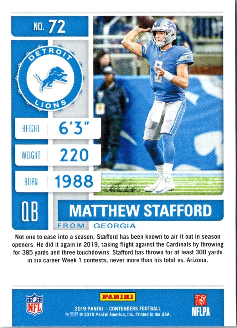 2018 Panini Playoff Matthew Stafford