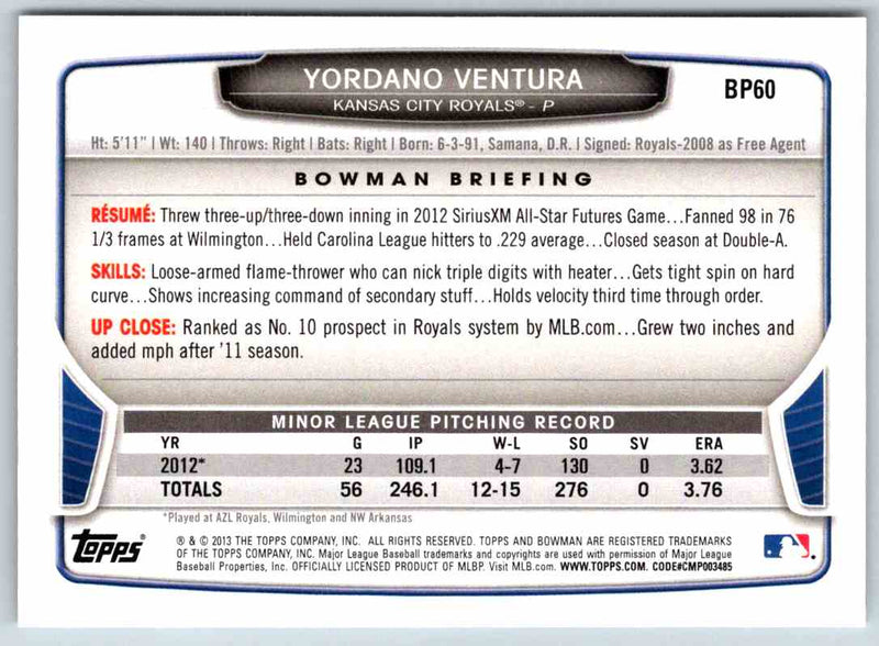 2013 Bowman Yordano Ventura