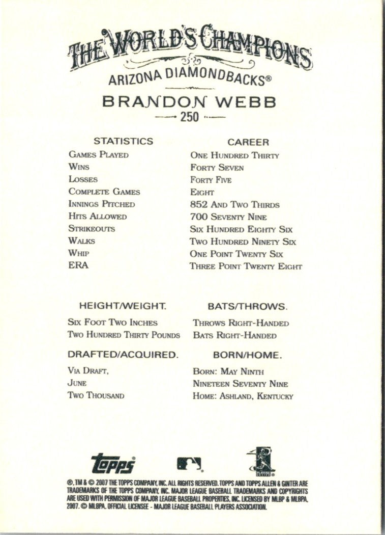 2007 Topps Brandon Webb