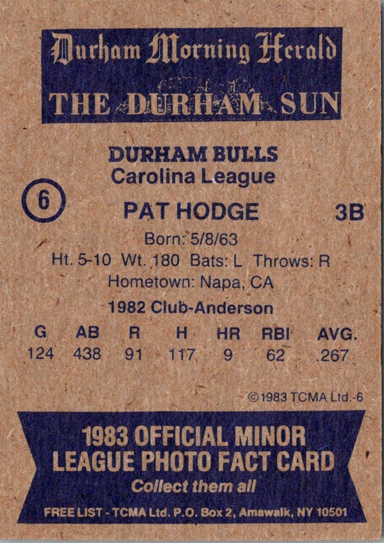 1983 TCMA Durham Bulls Pat Hodge