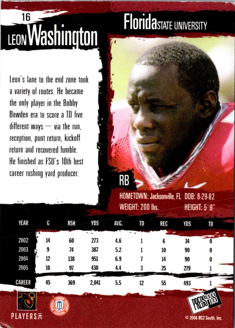 2006 Press Pass Leon Washington