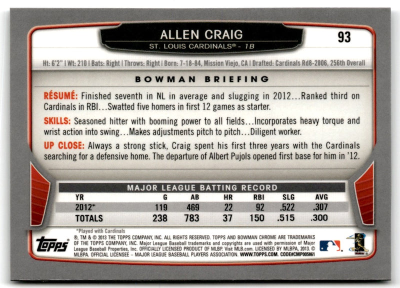 2013 Bowman Chrome Allen Craig