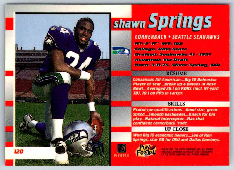 1991 Bowman BestFootball Shawn Springs
