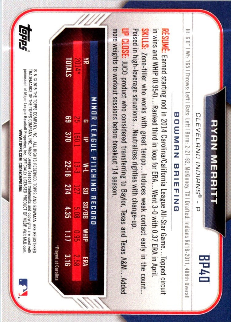 2015 Bowman Prospects Ryan Merritt