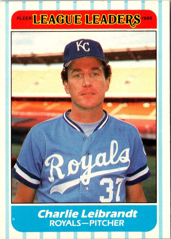 1986 Fleer League Leaders Charlie Leibrandt #21
