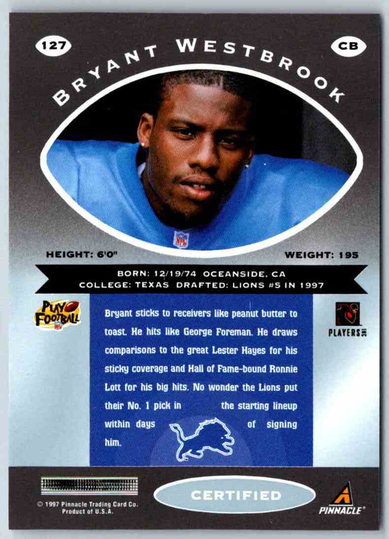 1997 Pinnacle Certified NFL Bryant Westbrook