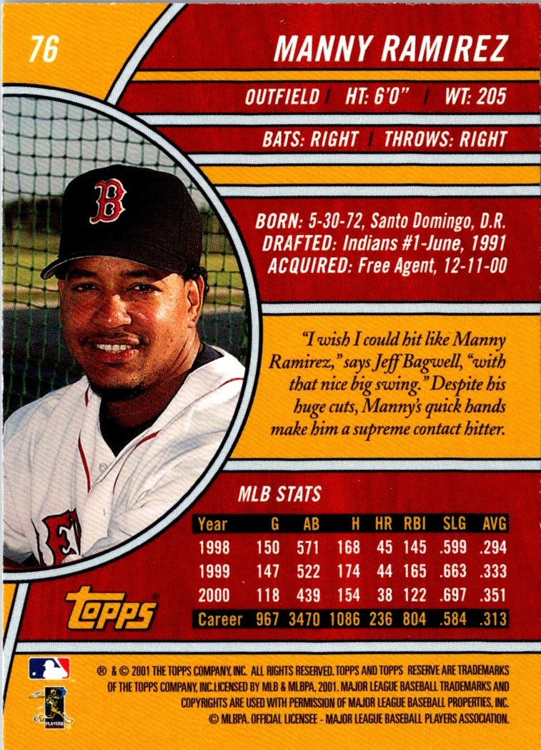 2001 Topps Reserve Manny Ramirez