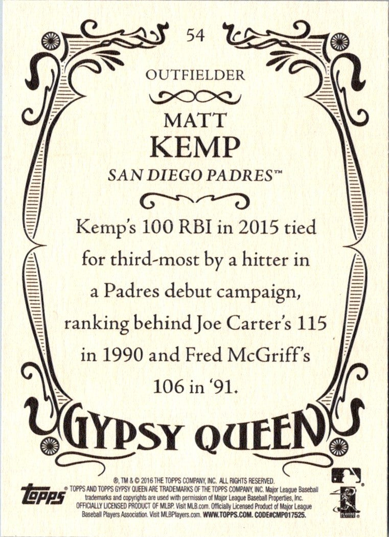 2016 Topps Gypsy Queen Matt Kemp