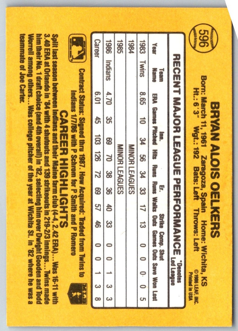 1987 Donruss Bryan Oelkers