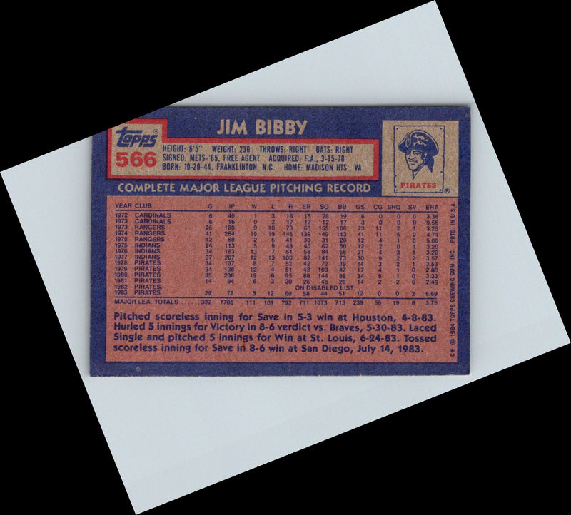 1984 Topps Jim Bibby