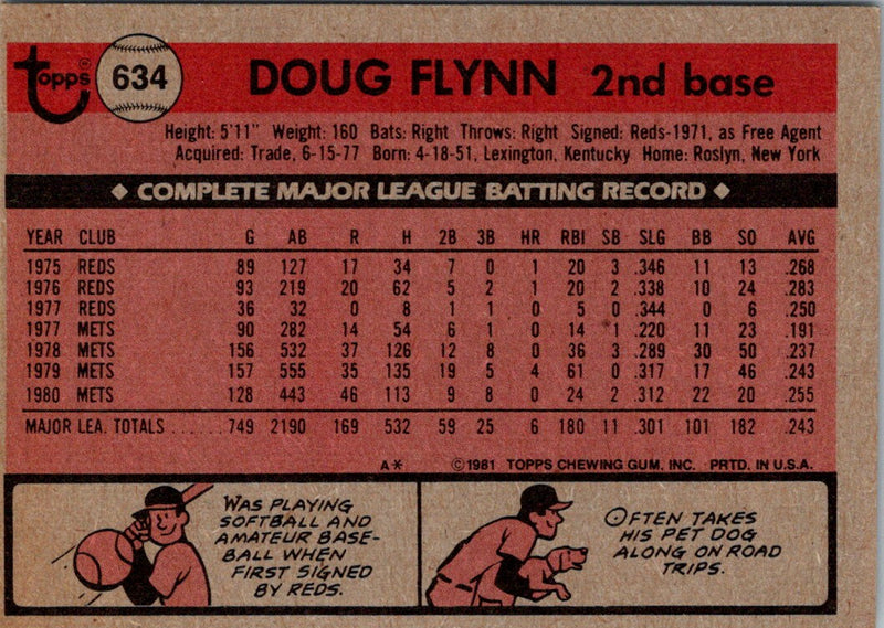 1981 Topps Doug Flynn