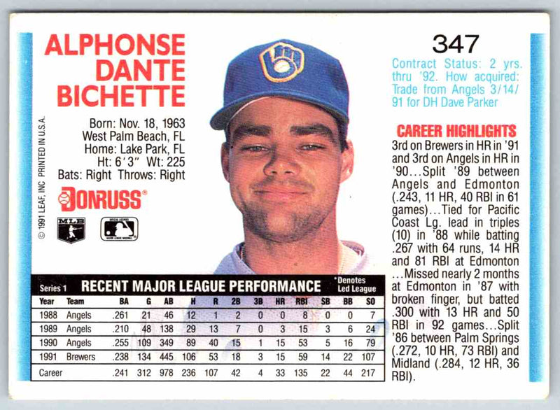 1992 Donruss Dante Bichette